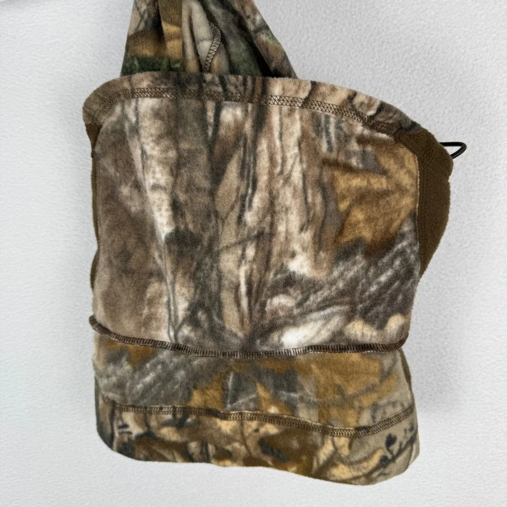 Realtree Balaclava Hood Mens OSFM Brown Camo Fleece Adjustable Drawstring